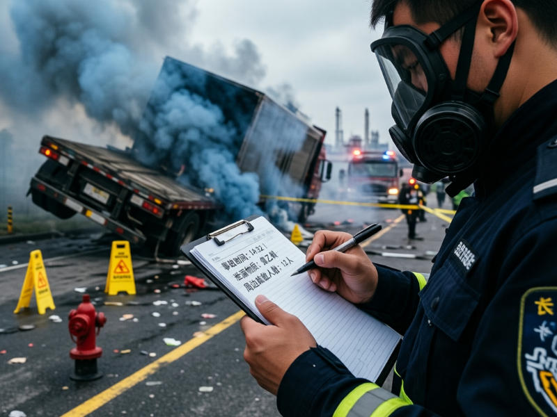 突發(fā)氨泄漏事故處置現(xiàn)場(chǎng)